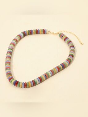 Flat Resin Disc Beaded Necklace
